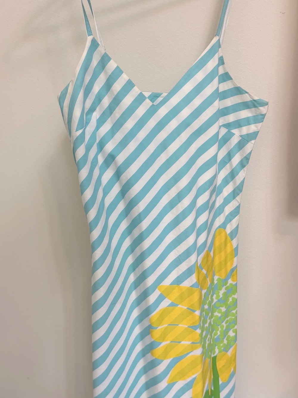 Lilly Pulitzer Aqua Stripe Slip Dress with Yellow Floral